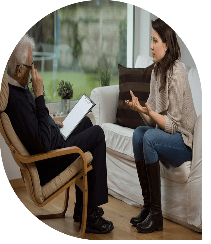 An adult therapist meeting with a client in Bethesda, MD